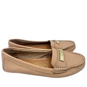 Calvin Klein Leta Nude Leather Loafers Size 7